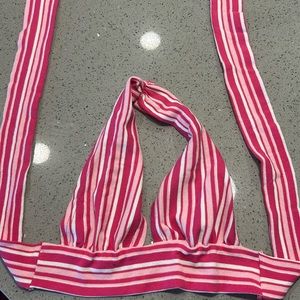 SHEIN halter going out top pink striped